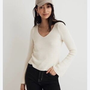 Madewell Flared-Sleeve V-Neck Sweater